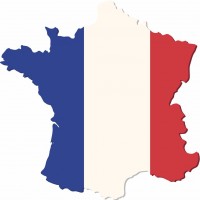 French map with flag of France. Vector illustration.